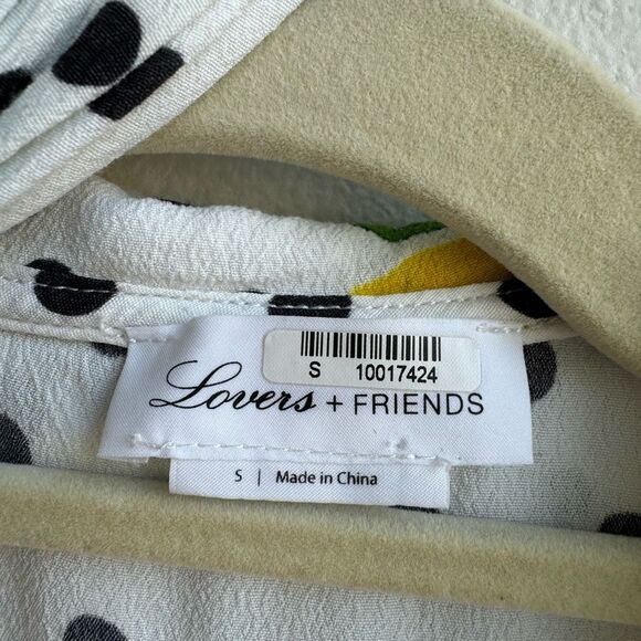 Lovers + Friends Mikayla Lemon Polka Dot Balloon Sleeve Wrap Blouse Size Small - Picture 5 of 9